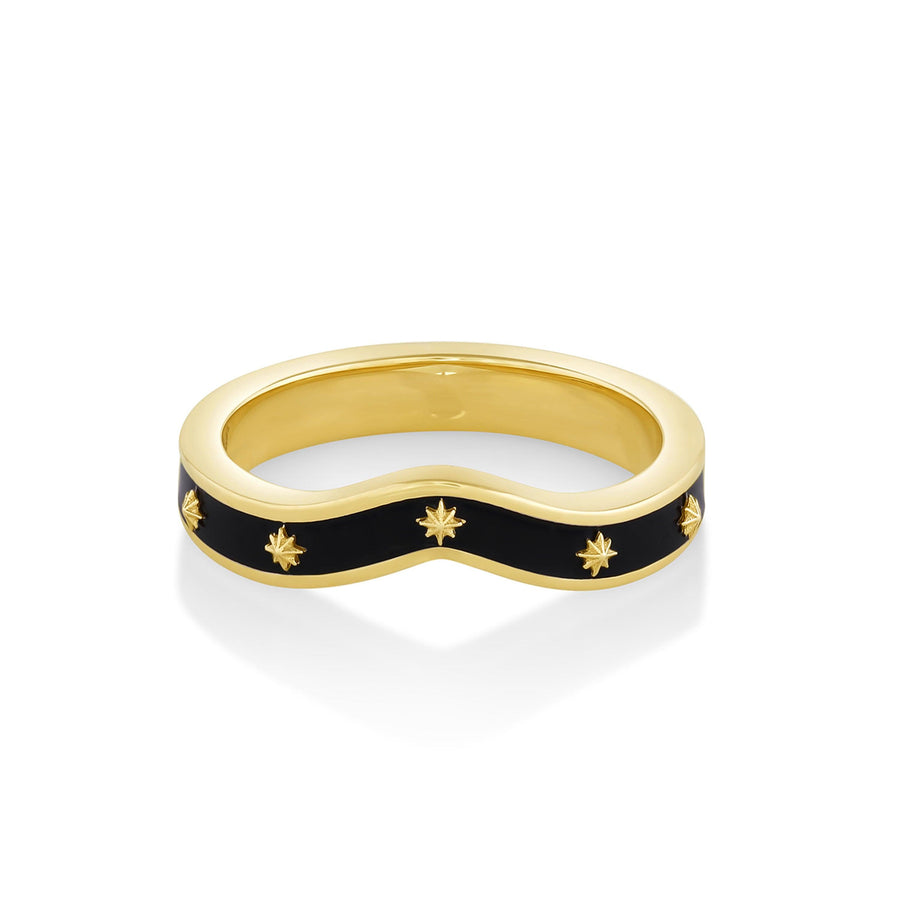 Marrow Fine Jewelry Étoile Curved Black Enamel Band [Yellow Gold]