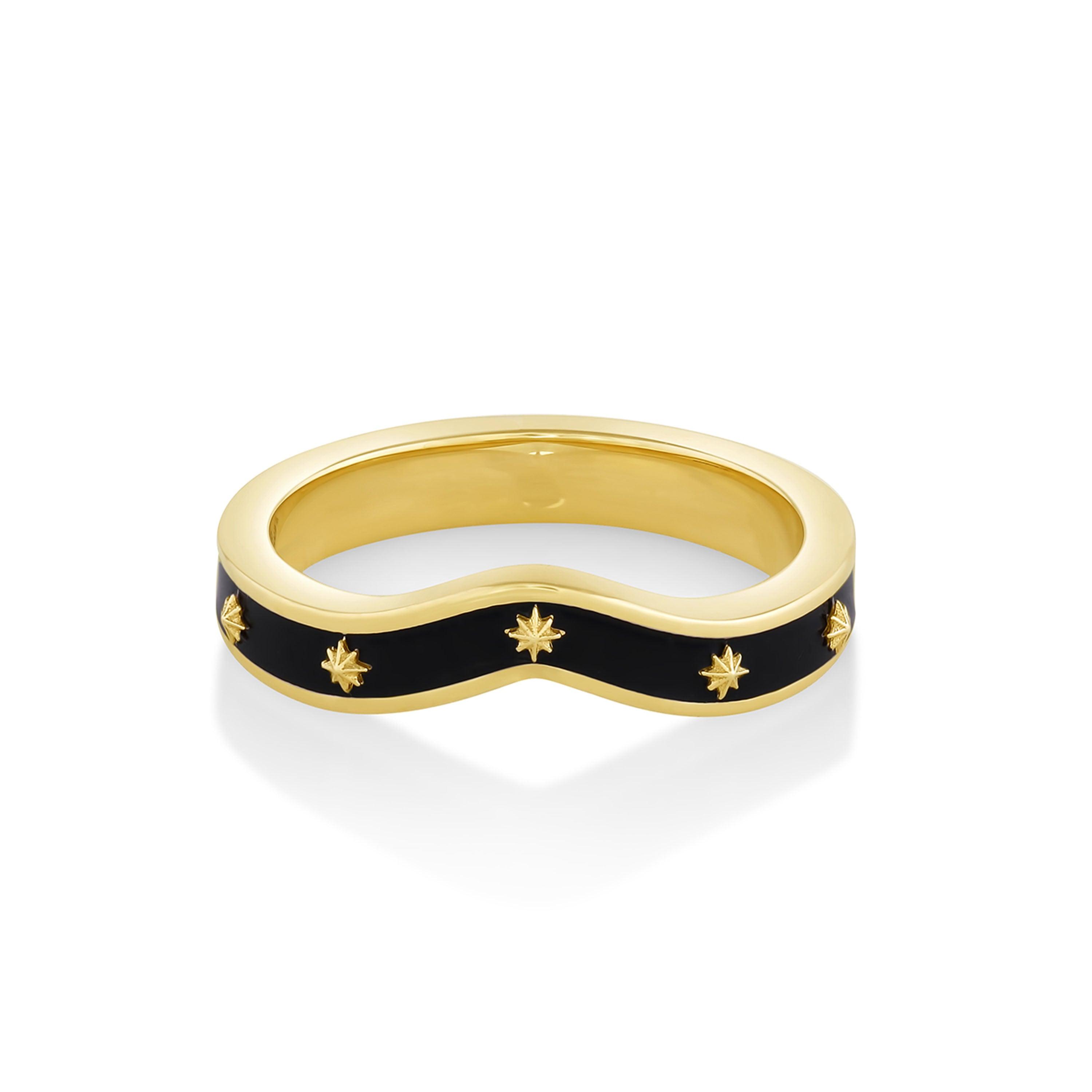 Marrow Fine Jewelry Étoile Curved Black Enamel Band