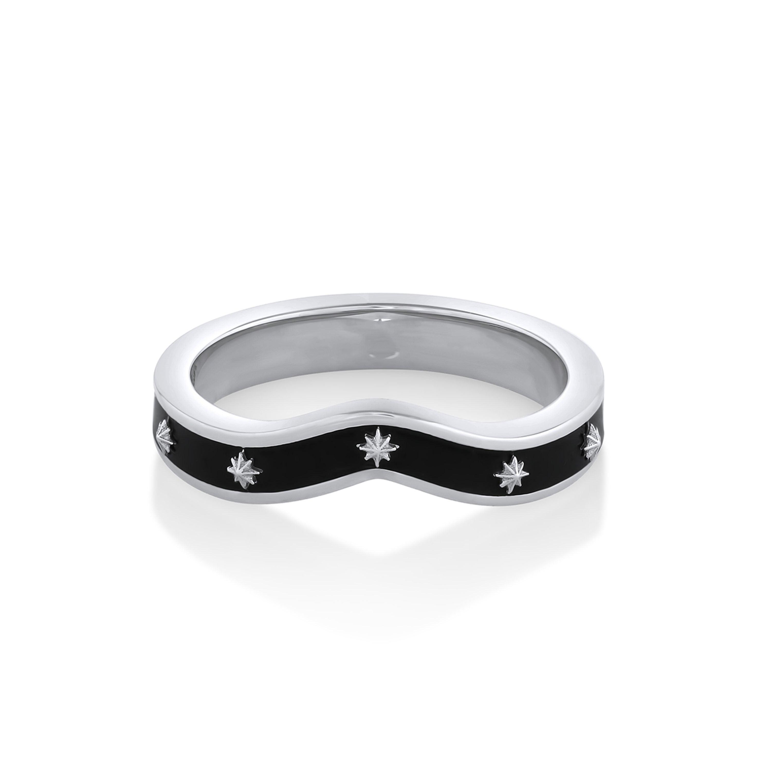 Marrow Fine Jewelry Étoile Curved Black Enamel Band