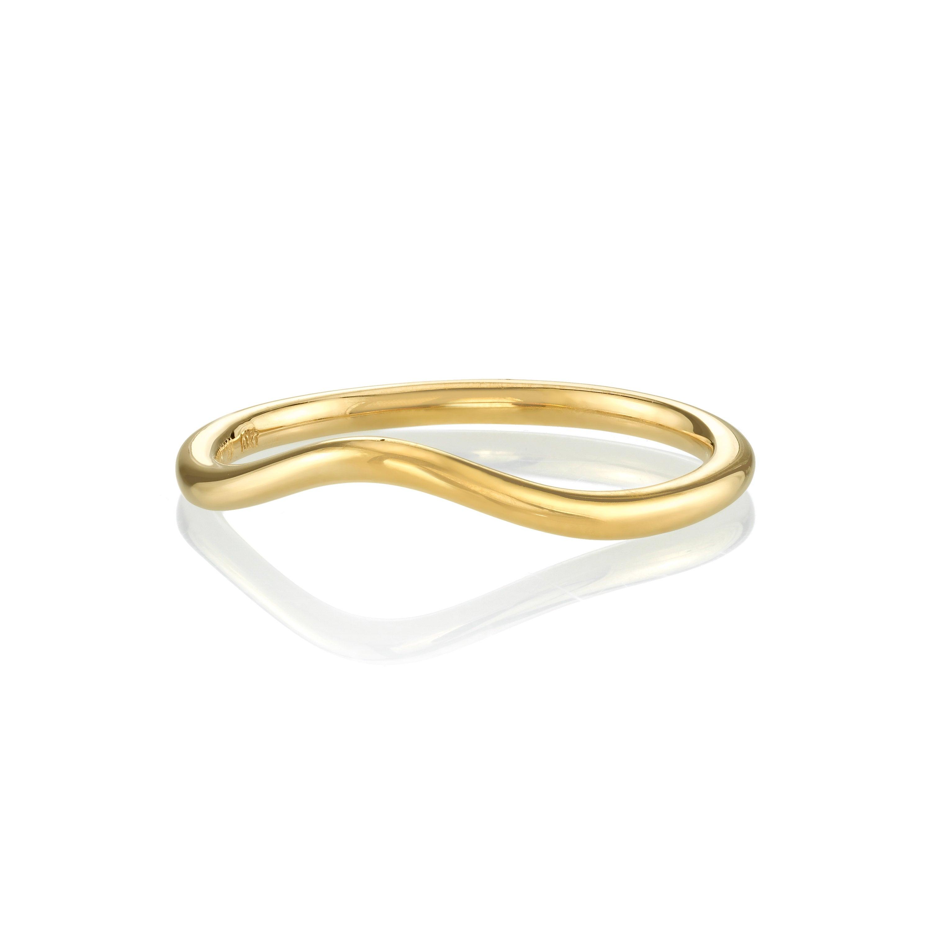Marrow Fine Jewelry Dainty Everyday Wave Shaped Stacking Band Ring