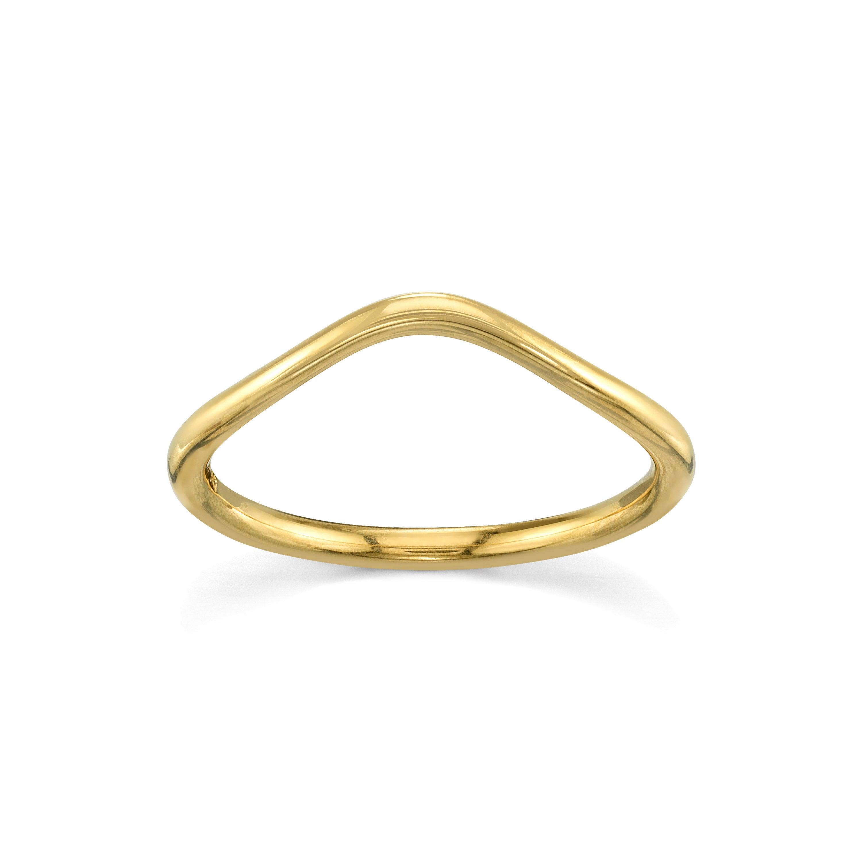 Marrow Fine Jewelry Dainty Everyday Wave Shaped Stacking Band Ring