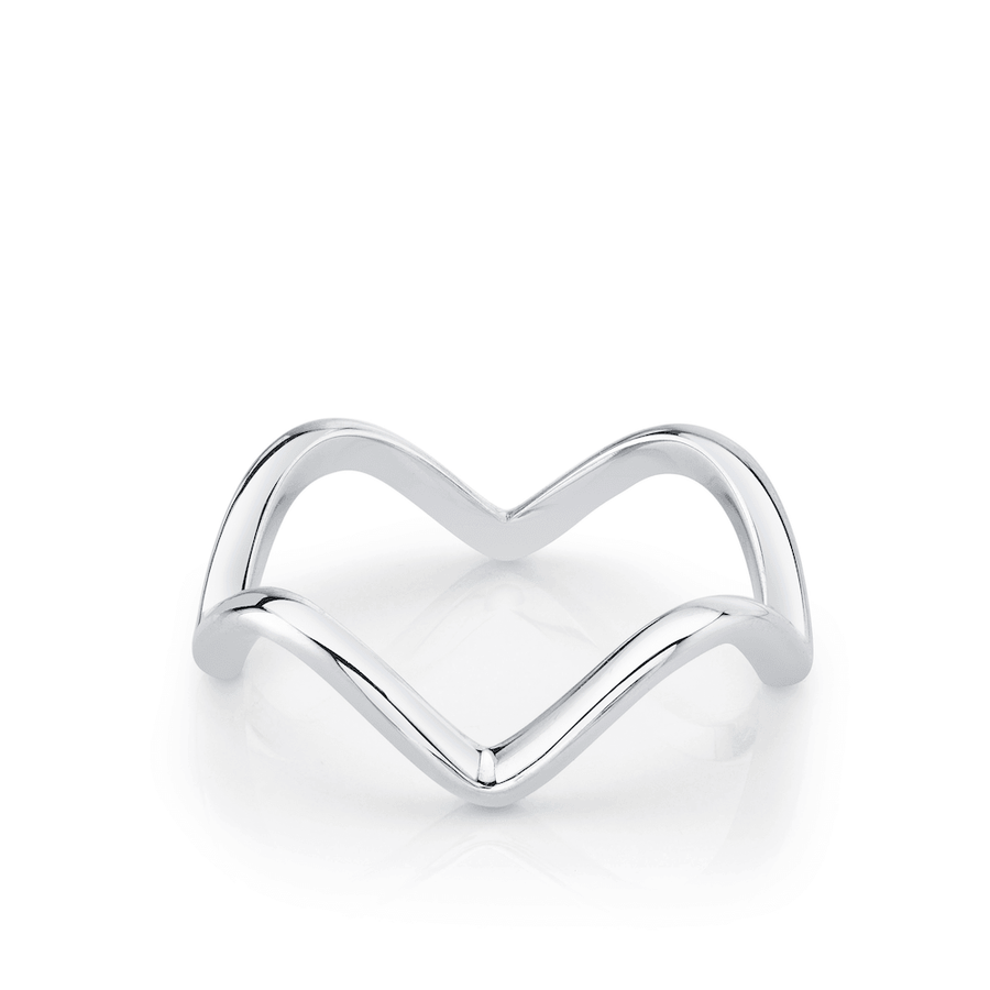Marrow Fine Jewelry Dainty Squiggle Stacking Ring [White Gold]