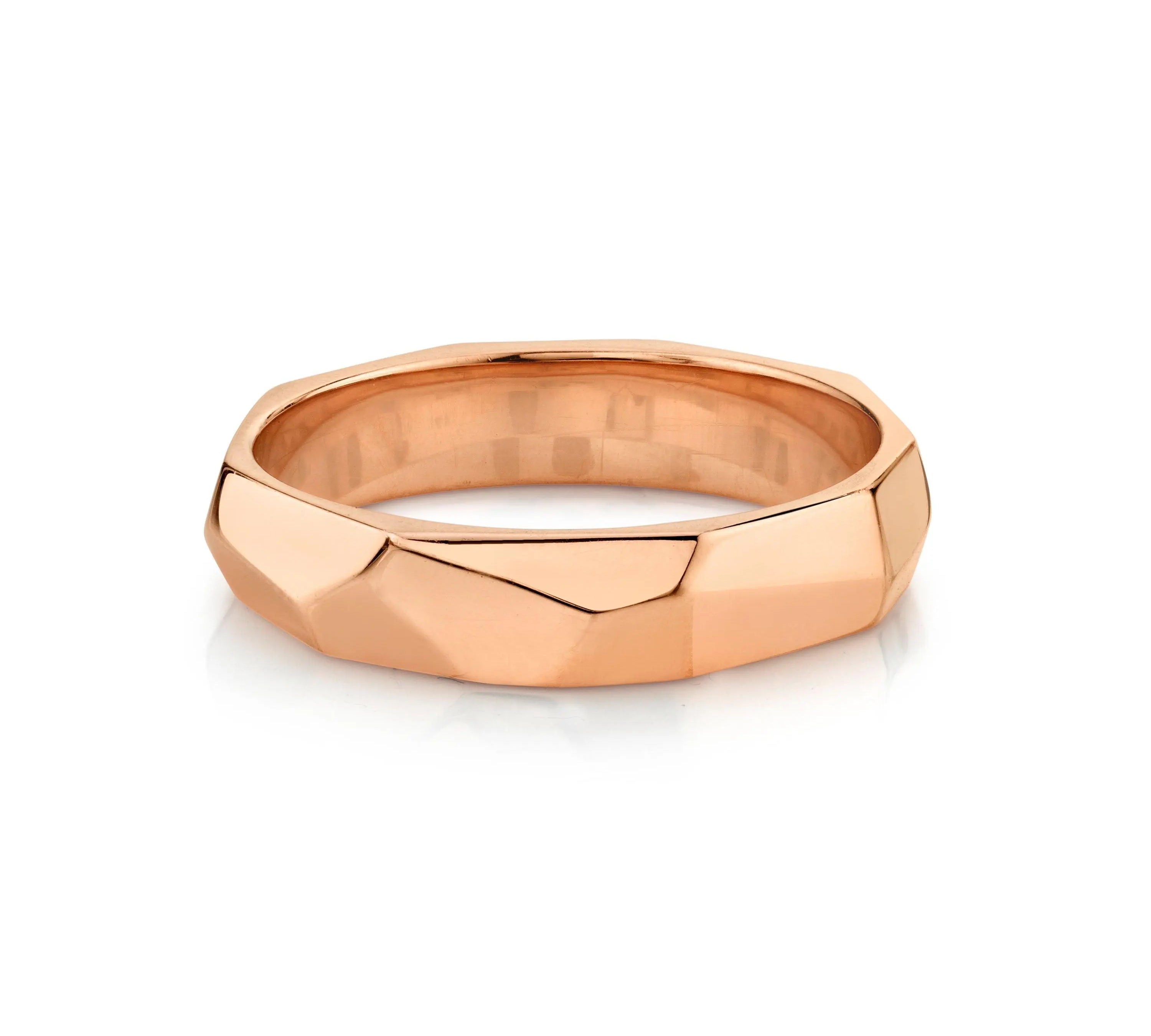 5mm Hand Carved Geo Band [Rose Gold]
