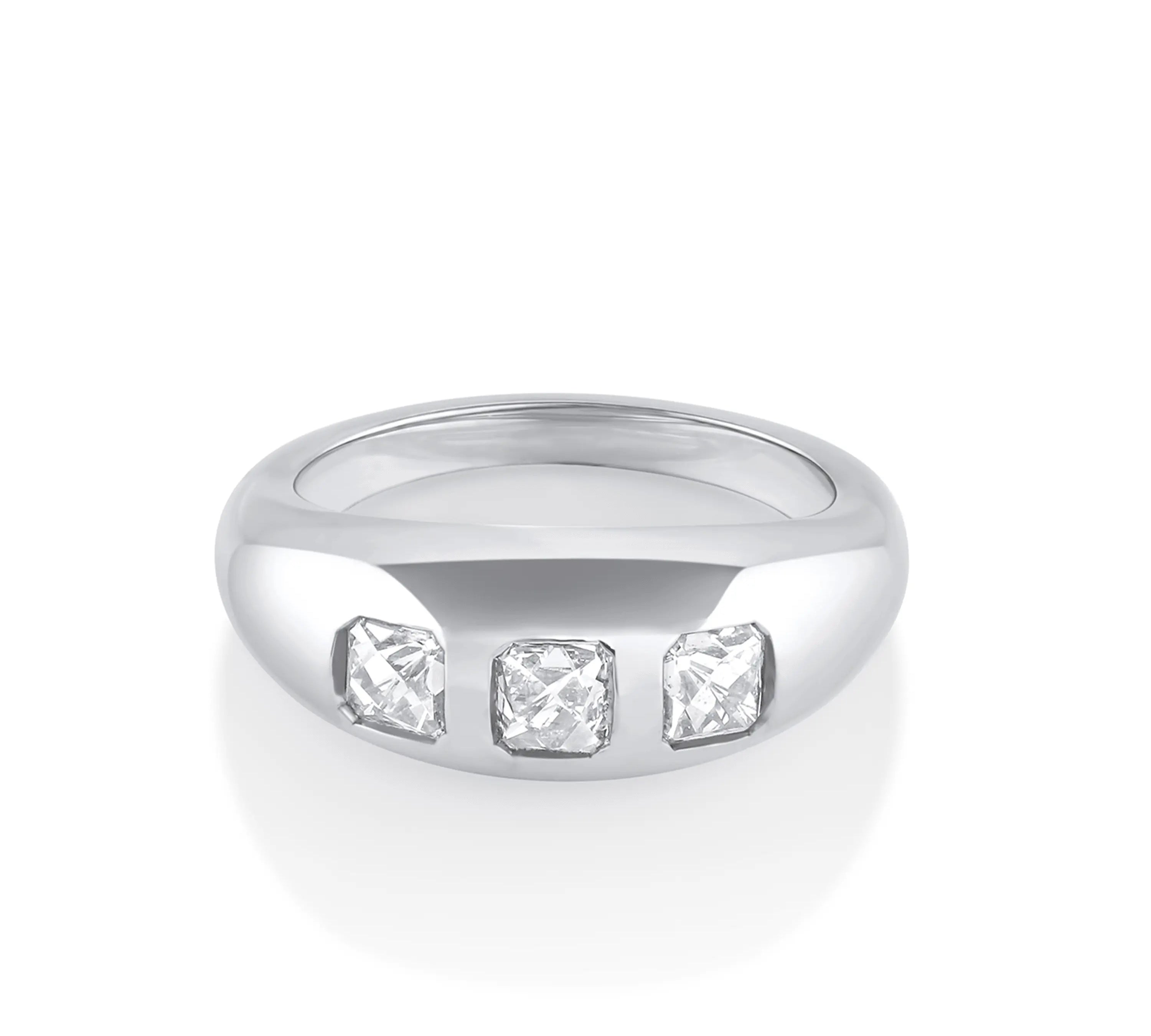 Marrow Fine Jewelry French Cut White Diamond Bombe Ring [White Gold]