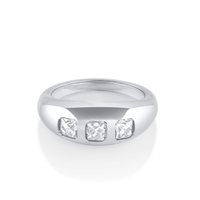 Marrow Fine Jewelry French Cut White Diamond Bombe Ring [White Gold]