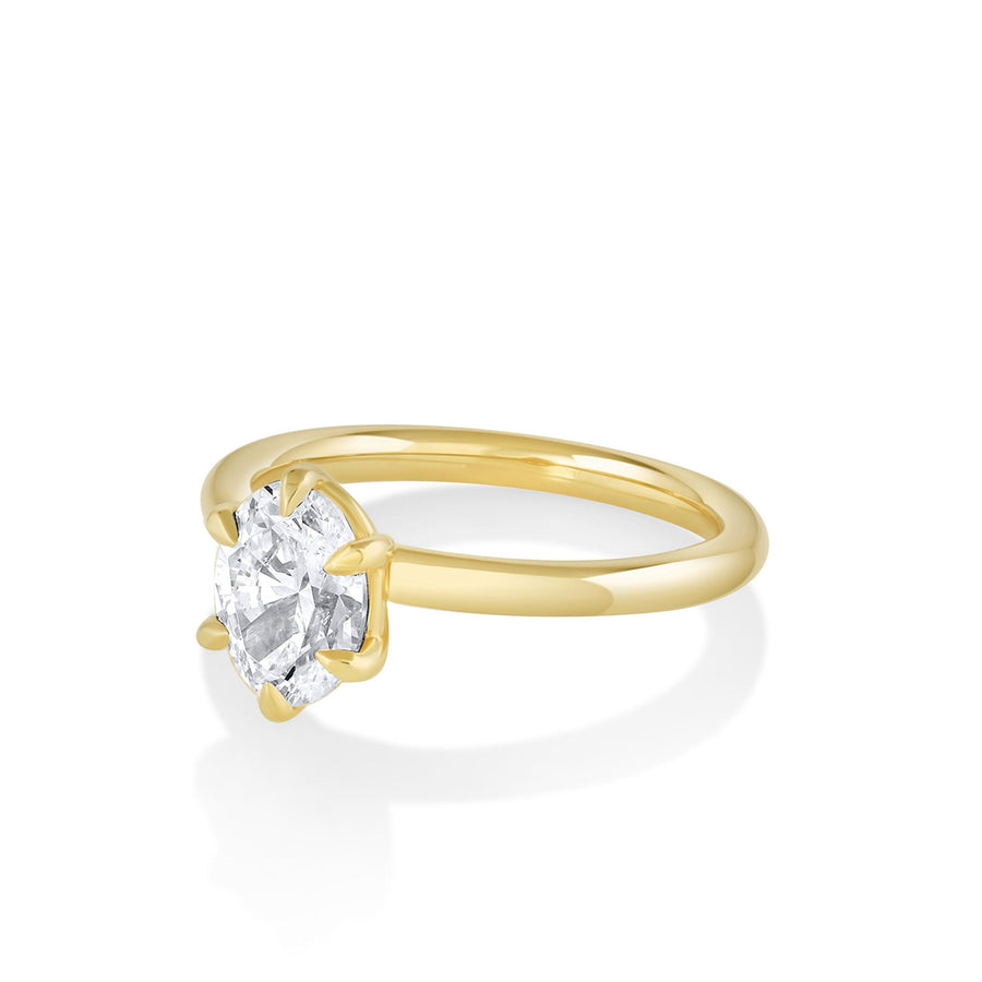 Marrow Fine Jewelry Flora White Diamond Oval Solitaire Engagement Ring [Yellow Gold]