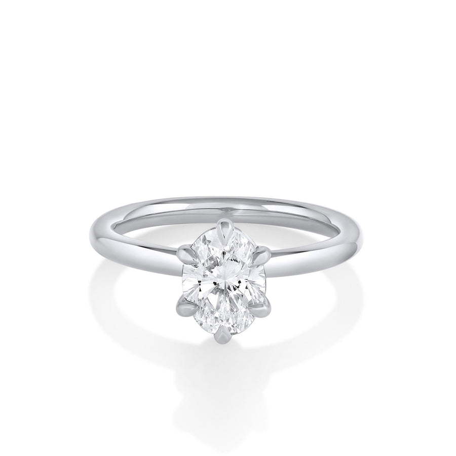 Marrow Fine Jewelry Flora White Diamond Oval Solitaire Engagement Ring [White Gold]