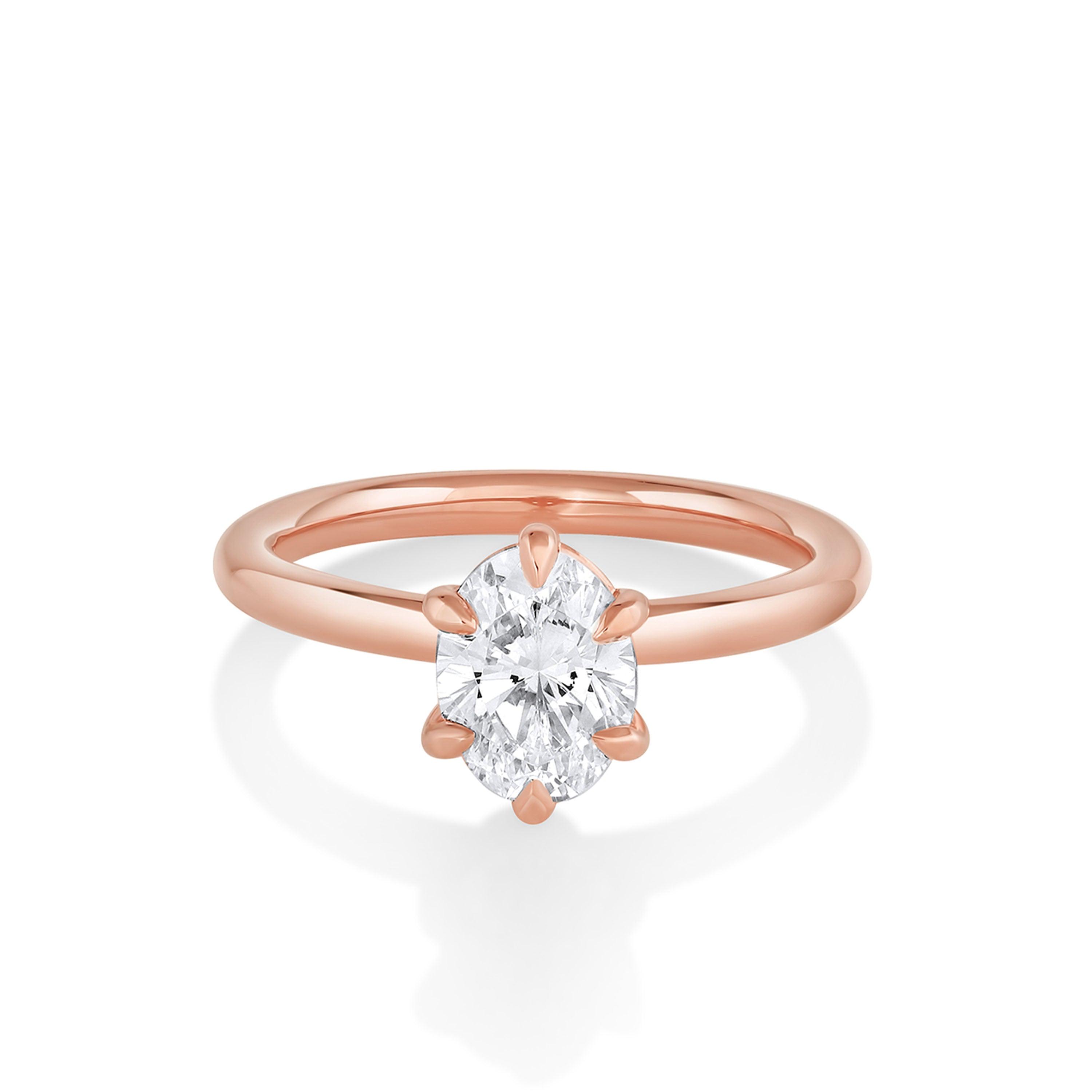 Marrow Fine Jewelry Flora White Diamond Oval Solitaire Engagement Ring