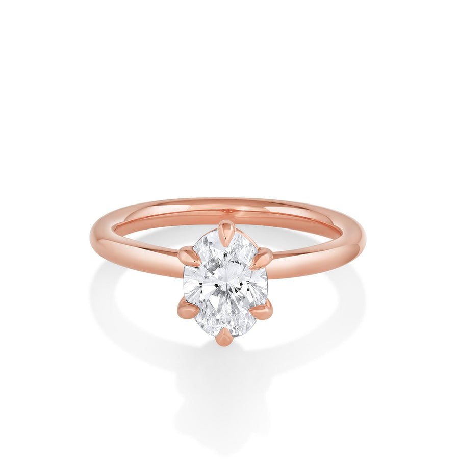 Marrow Fine Jewelry Flora White Diamond Oval Solitaire Engagement Ring [Rose Gold]