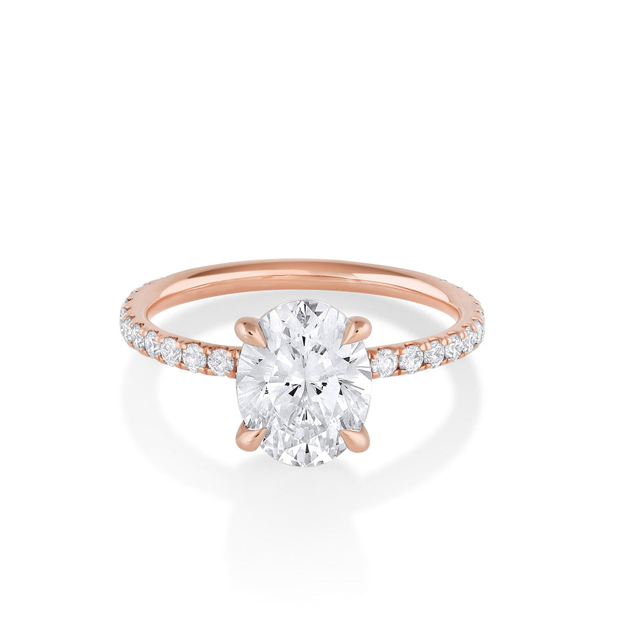 Marrow Fine Jewelry Oval White Diamond Pavé Band Francesca Engagement Ring [Rose Gold]