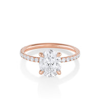 Marrow Fine Jewelry Oval White Diamond Pavé Band Francesca Engagement Ring [Rose Gold]