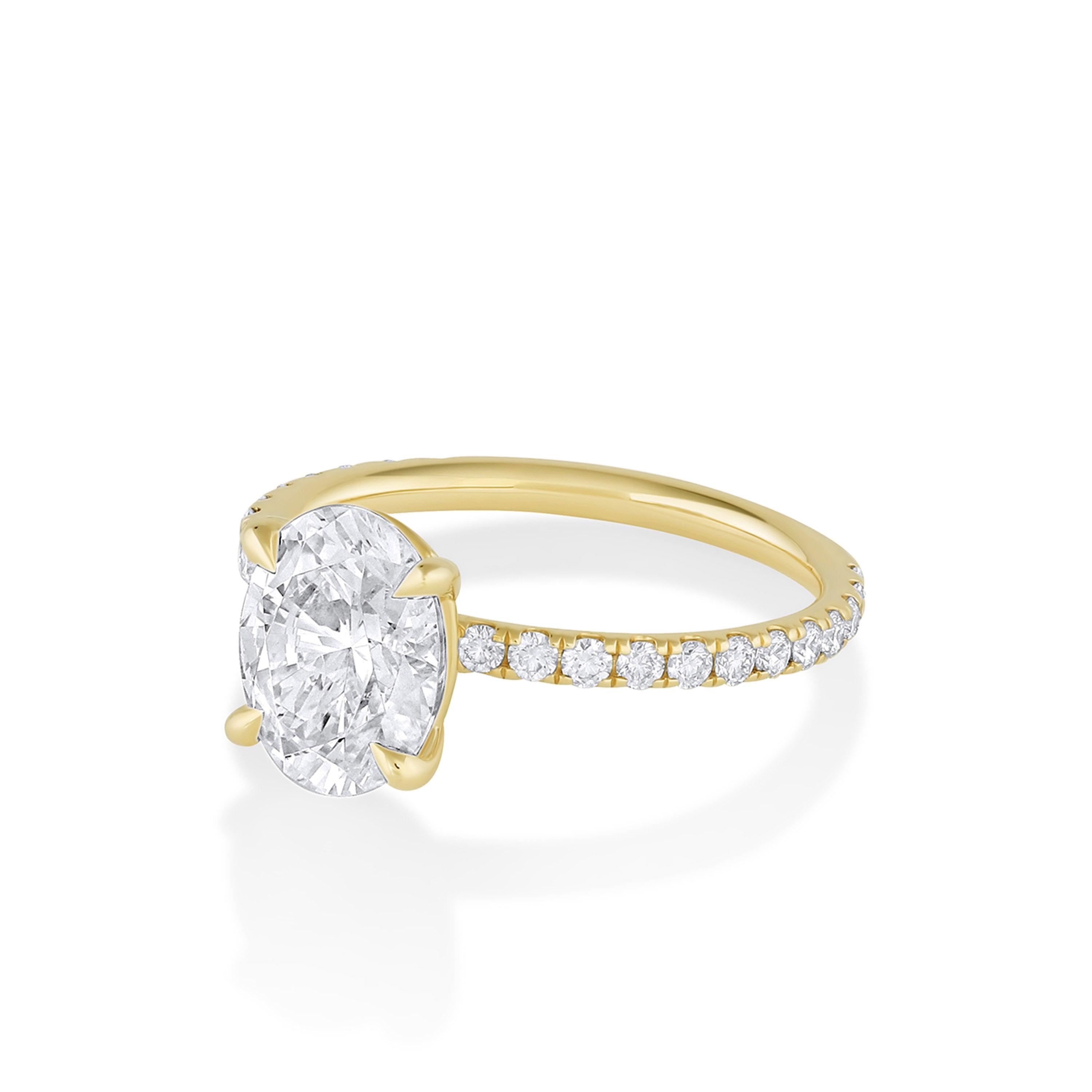 Marrow Fine Jewelry Oval White Diamond Pavé Band Francesca Engagement Ring