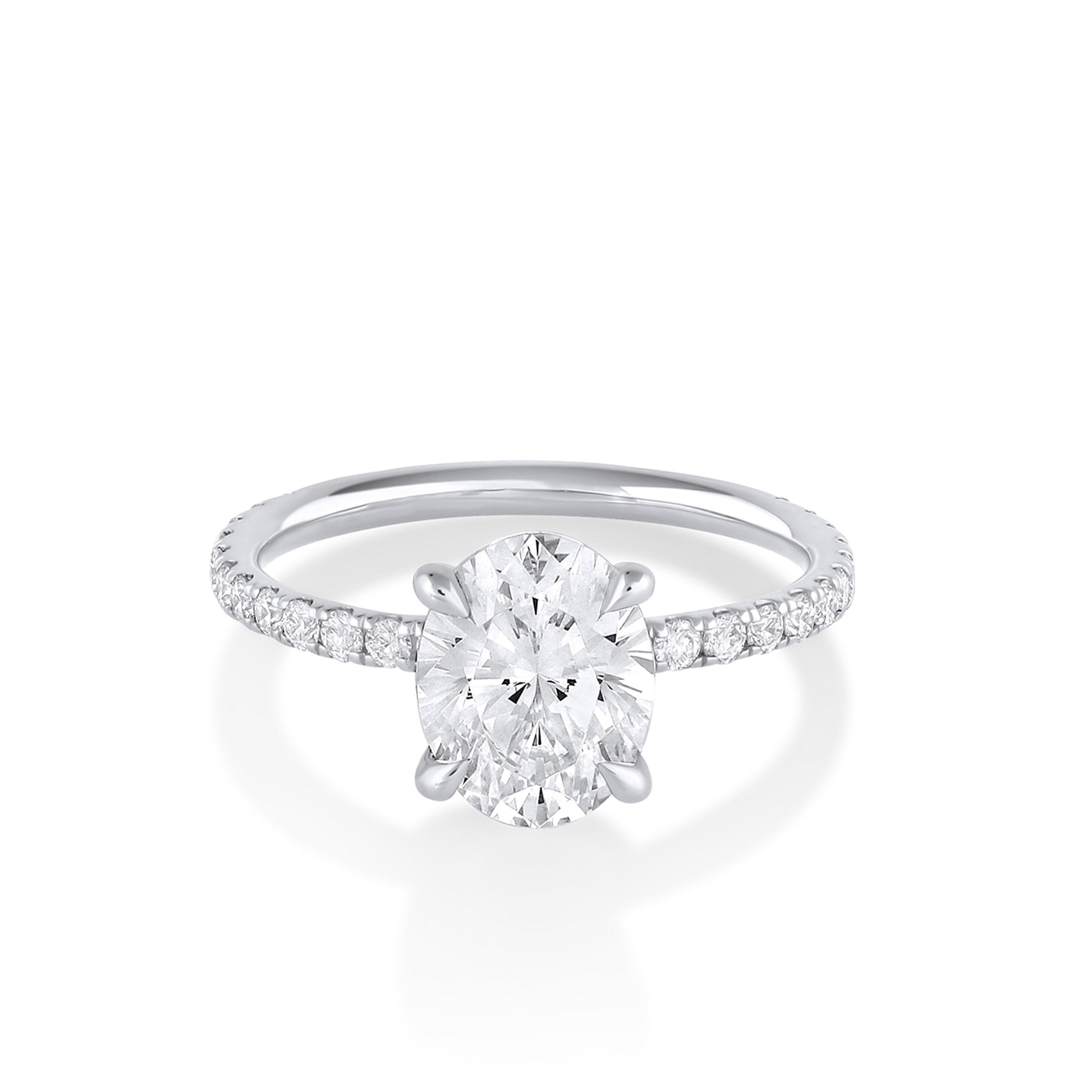 Marrow Fine Jewelry Oval White Diamond Pavé Band Francesca Engagement Ring