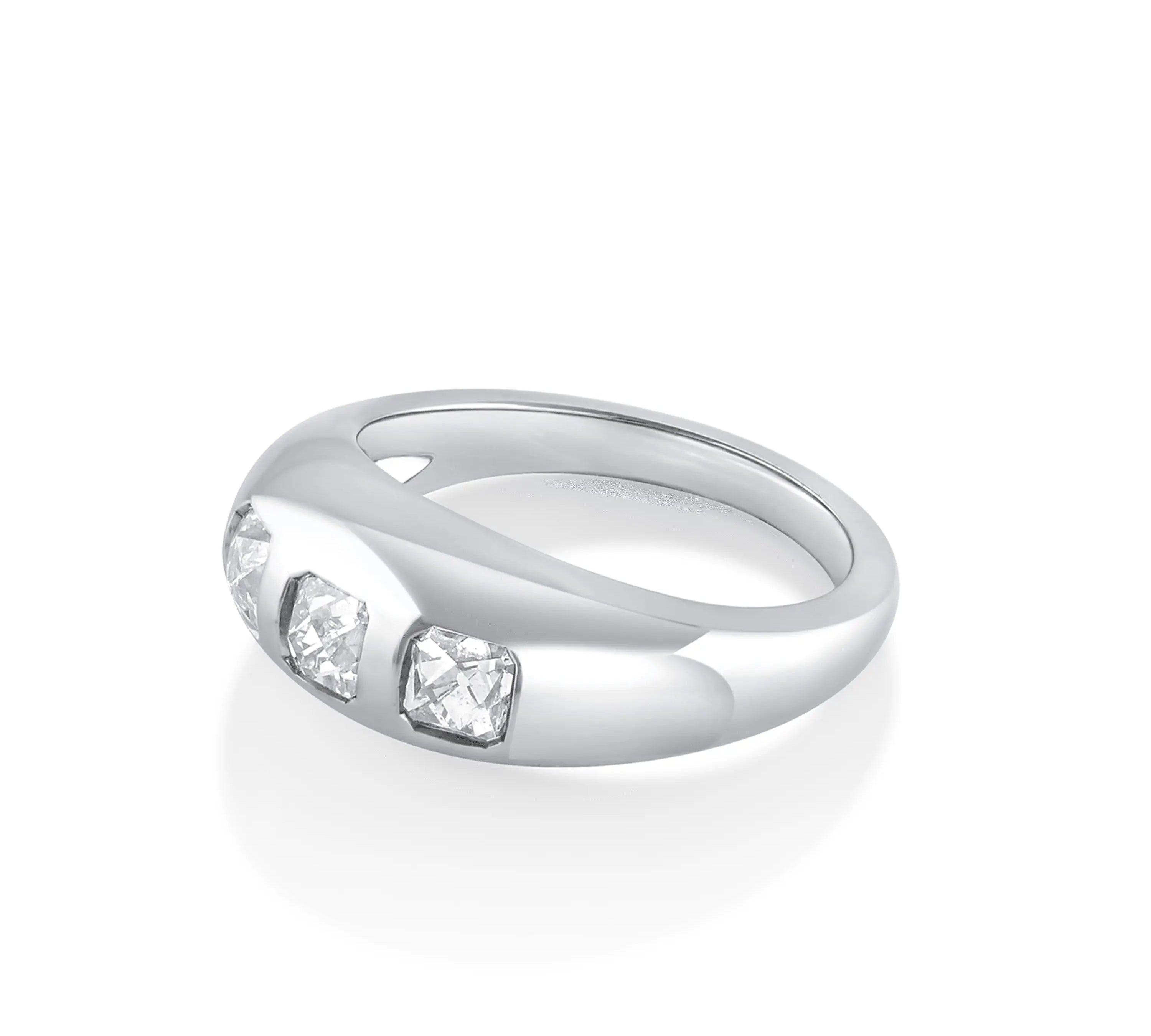 Marrow Fine Jewelry French Cut White Diamond Bombe Ring [White Gold]