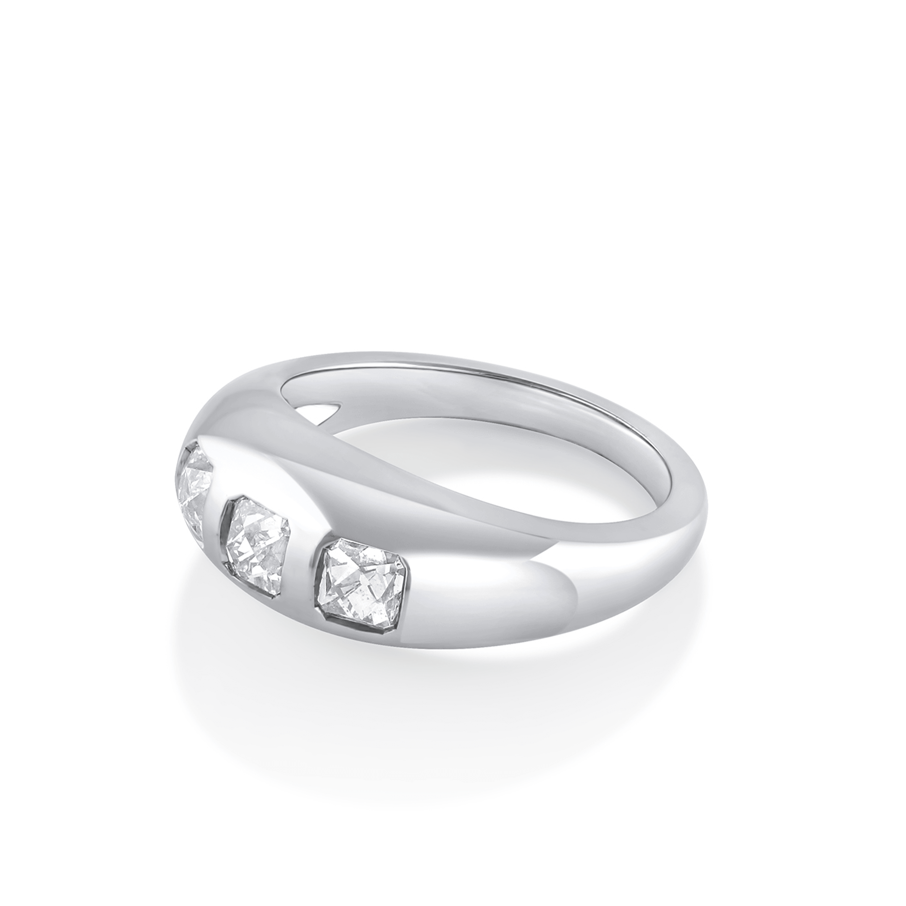 Marrow Fine Jewelry French Cut White Diamond Bombe Ring