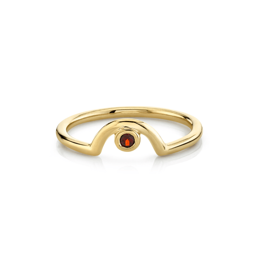 Marrow Fine Jewelry Red Garnet Arch Stacking Band January Birthstone Ring [Yellow Gold]