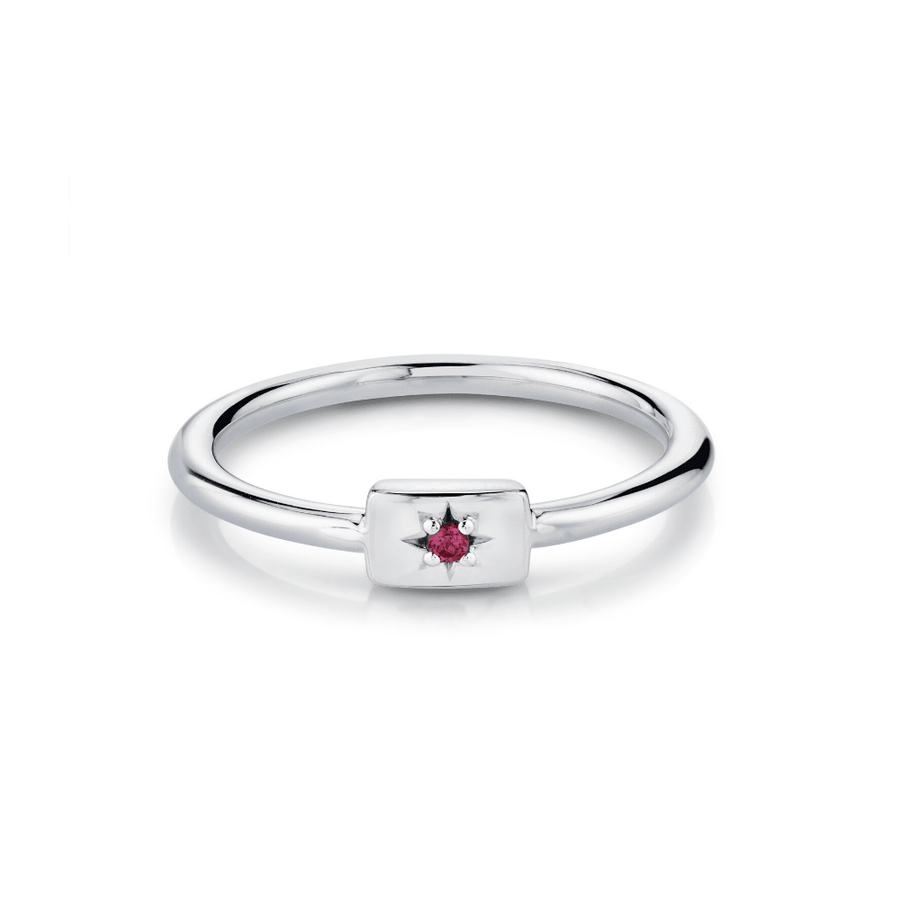 Marrow Fine Jewelry Red Garnet Plate Stacking Birthstone Ring  [White Gold]