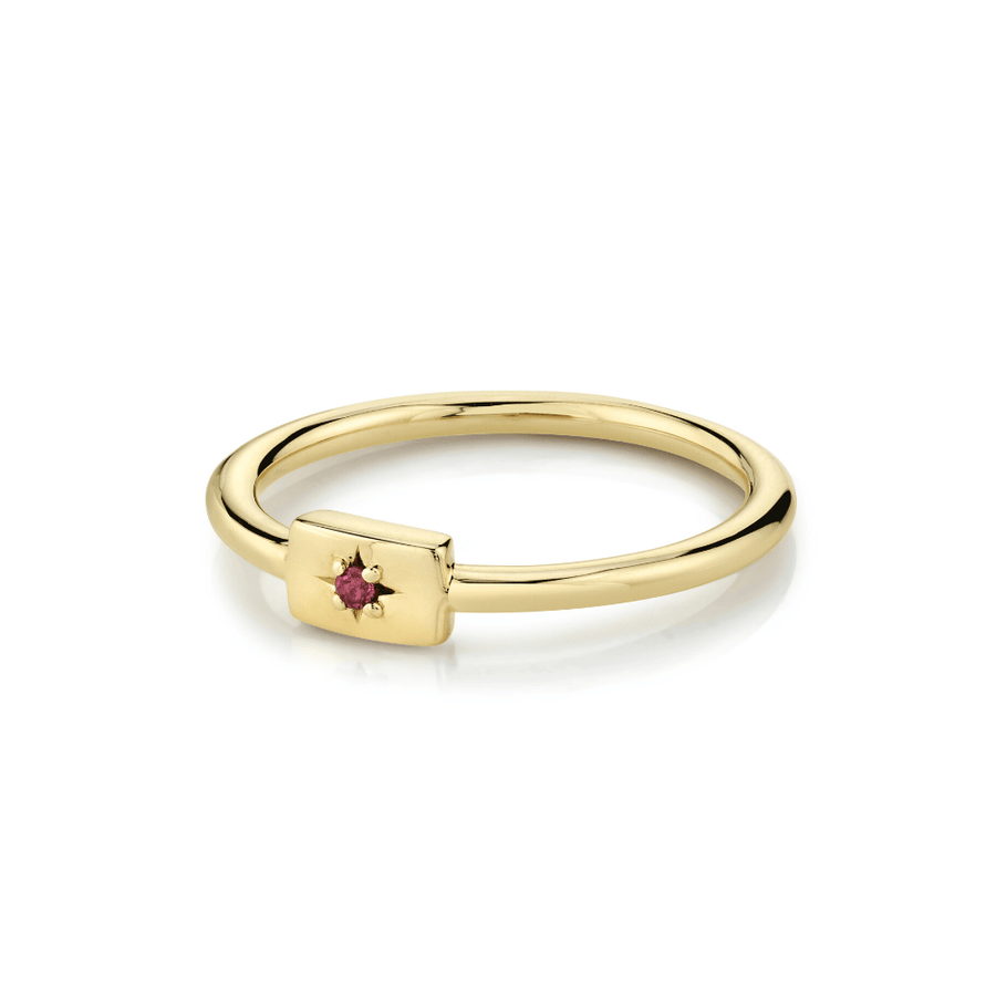 Marrow Fine Jewelry Red Garnet Plate Stacking Birthstone Ring  [Yellow Gold]
