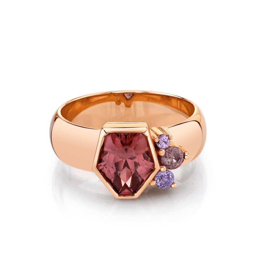 Marrow Fine Jewelry Garnet Shield Spray Ring [Rose Gold]