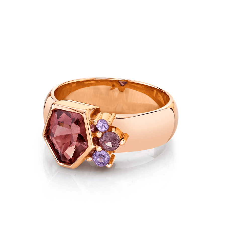 Marrow Fine Jewelry Garnet Shield Spray Ring [Rose Gold]