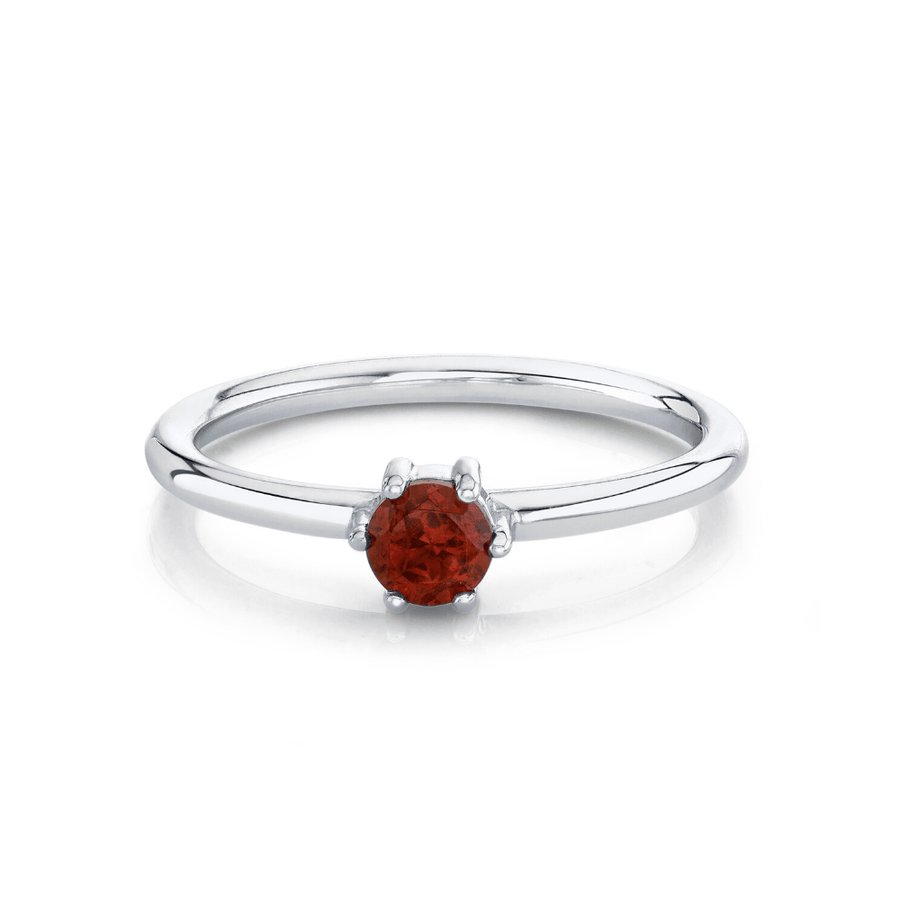 Marrow Fine Jewelry Red Garnet Solitaire Stacking Ring  [White Gold]