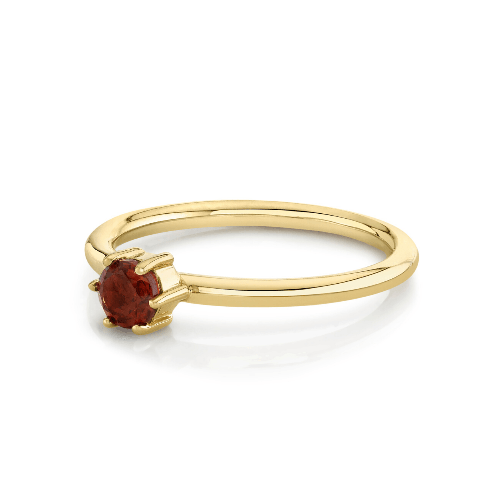 Marrow Fine Jewelry Red Garnet Solitaire Stacking Ring