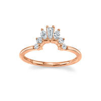 Marrow Fine Jewelry White Diamond Baguette And Round Art Deco Ballerina Stacking Wedding Band [Rose Gold]