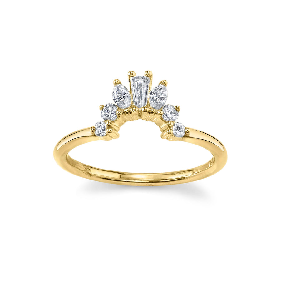 Marrow Fine Jewelry White Diamond Baguette And Round Art Deco Ballerina Stacking Wedding Band [Yellow Gold]