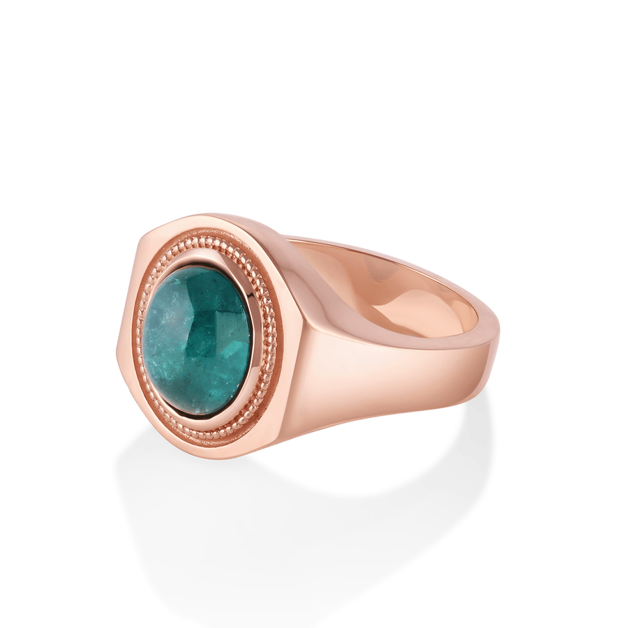 Marrow Fine Jewelry Sea Green Giannis Tourmaline Cobochon Signet Ring [Rose Gold]