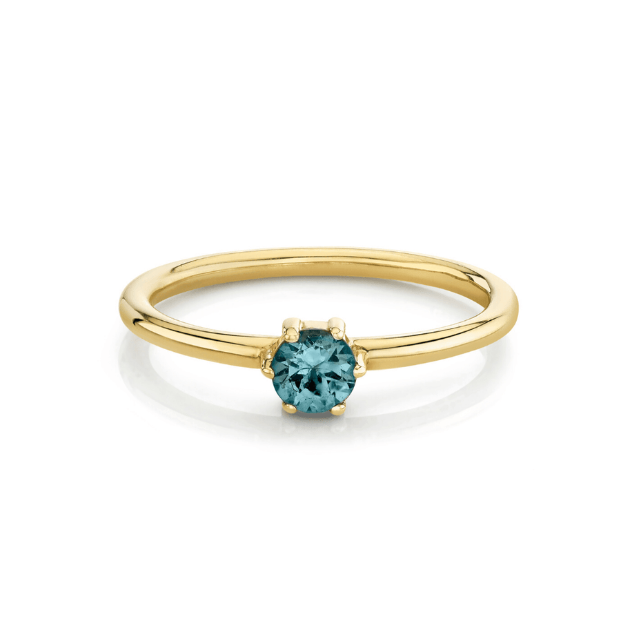 Marrow Fine Jewelry Grey Spinel August Birthstone Solitaire Stacking Ring [Yellow Gold]
