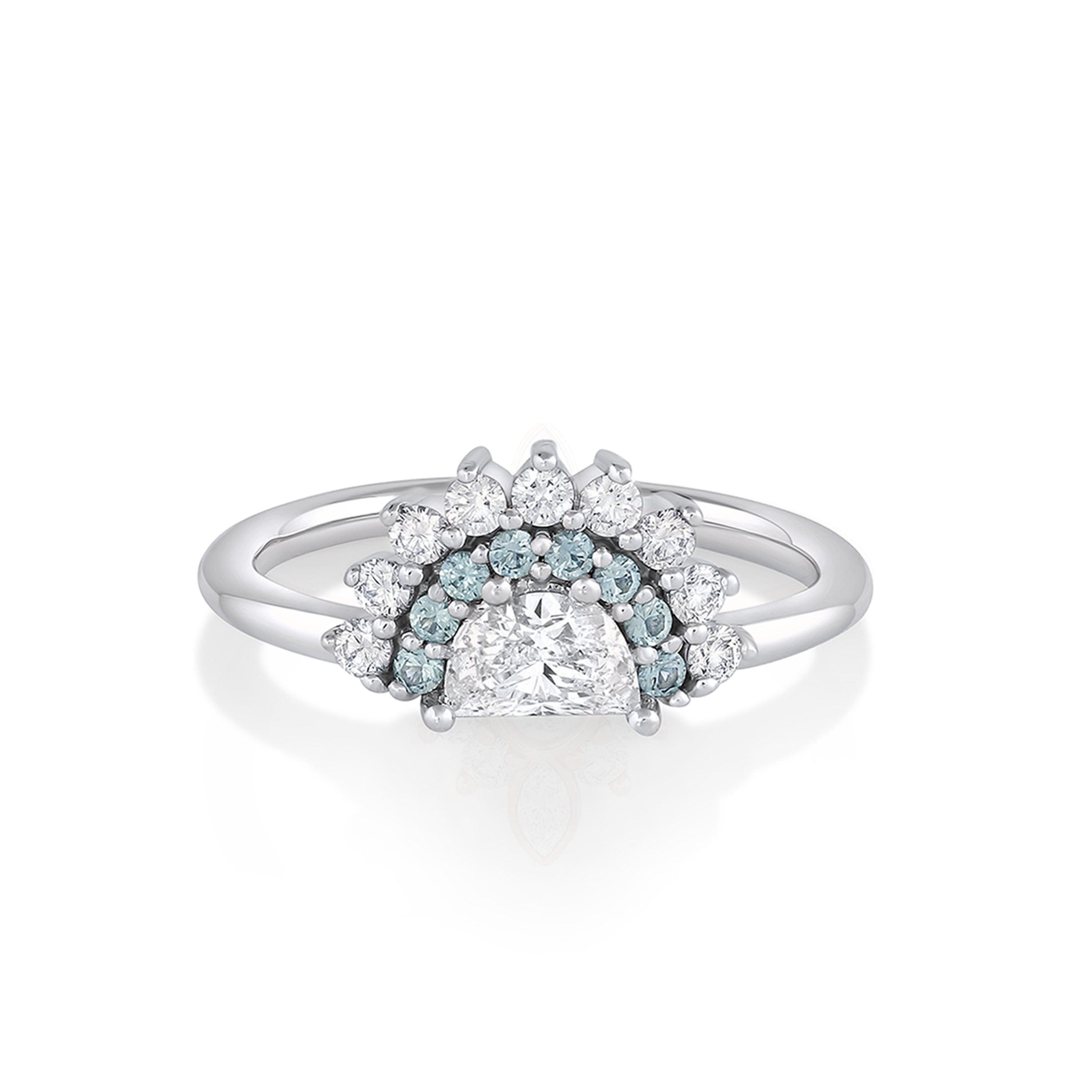 Marrow Fine Jewelry White Gold Half Moon Diamond And Sapphire Ring