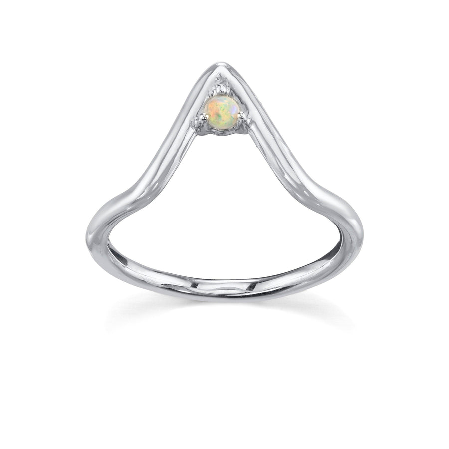 Marrow Fine Jewelry Traingle Stacking Ring With Opal Accent in Triangle Peak [White Gold]
