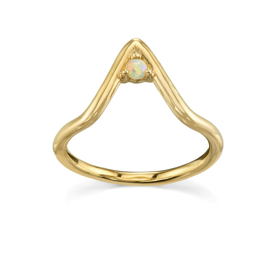 Marrow Fine Jewelry Traingle Stacking Ring With Opal Accent in Triangle Peak [Yellow Gold]