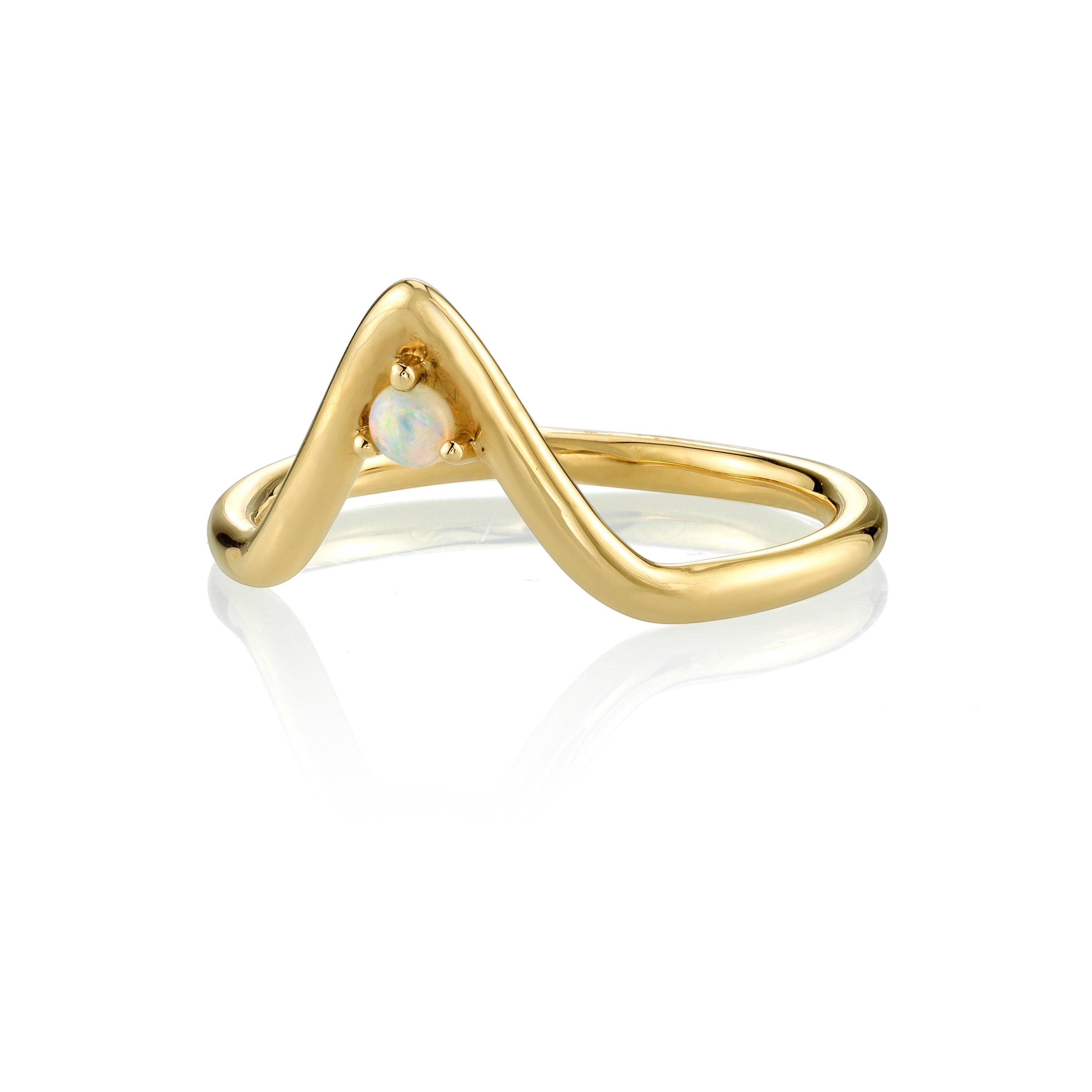 Marrow Fine Jewelry Traingle Stacking Ring With Opal Accent in Triangle Peak