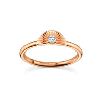 Marrow Fine Dainty Solid Gold Illuminaton Art Deco Arch Stacking Ring With White Diamond Accent [Rose Gold]