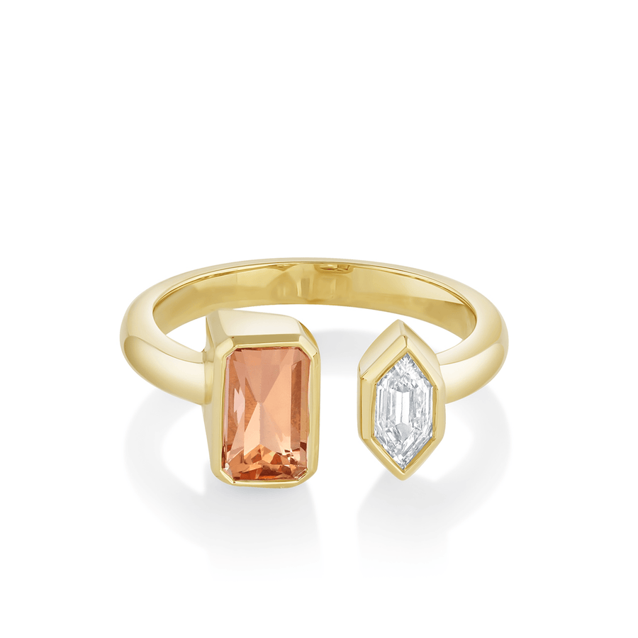 Marrow Fine Jewelry Imperial Topaz And White Diamond Bullet Ring [Yellow Gold]