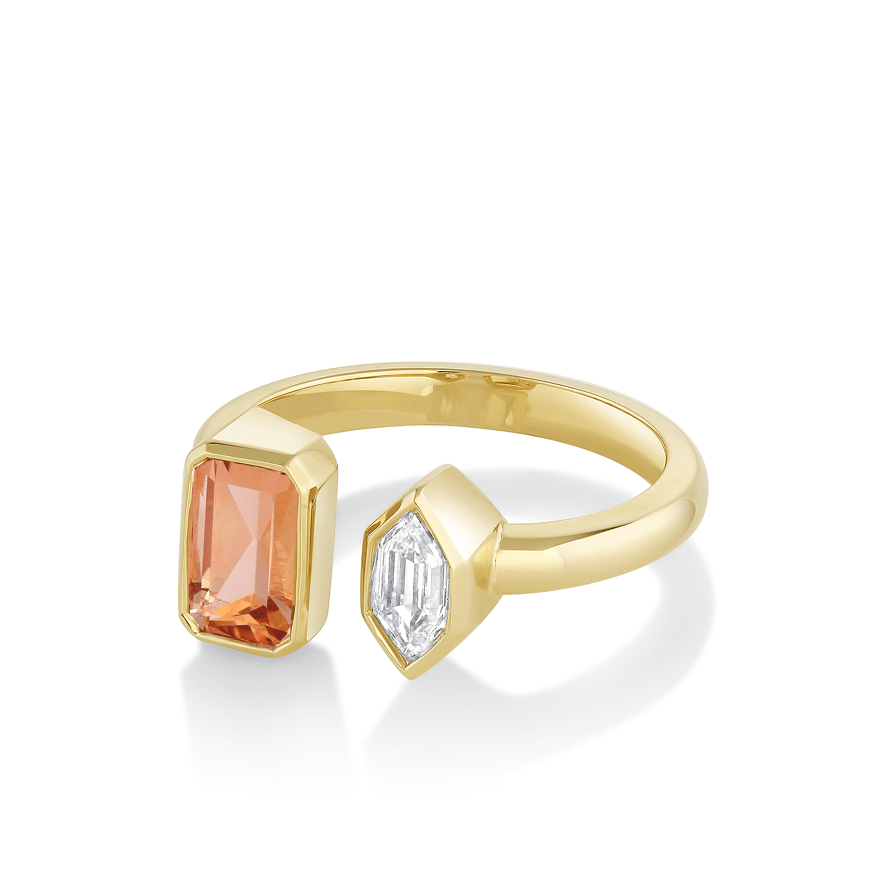 Marrow Fine Jewelry Imperial Topaz And White Diamond Bullet Ring