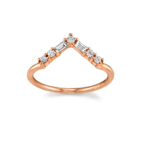 Marrow Fine Jewelry White Diamond Baguette And Rounds Triangle Stacking Wedding Band [Rose Gold]