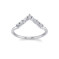 Marrow Fine Jewelry White Diamond Baguette And Rounds Triangle Stacking Wedding Band [White Gold]
