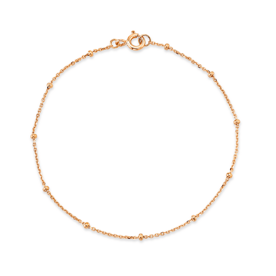 Marrow Fine Jewelry Dainty Gold Beaded Chain Layering Bracelet [Rose Gold]