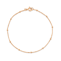 Marrow Fine Jewelry Dainty Gold Beaded Chain Layering Bracelet [Rose Gold]