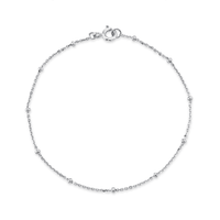 Marrow Fine Jewelry Dainty Gold Beaded Chain Layering Bracelet [White Gold]