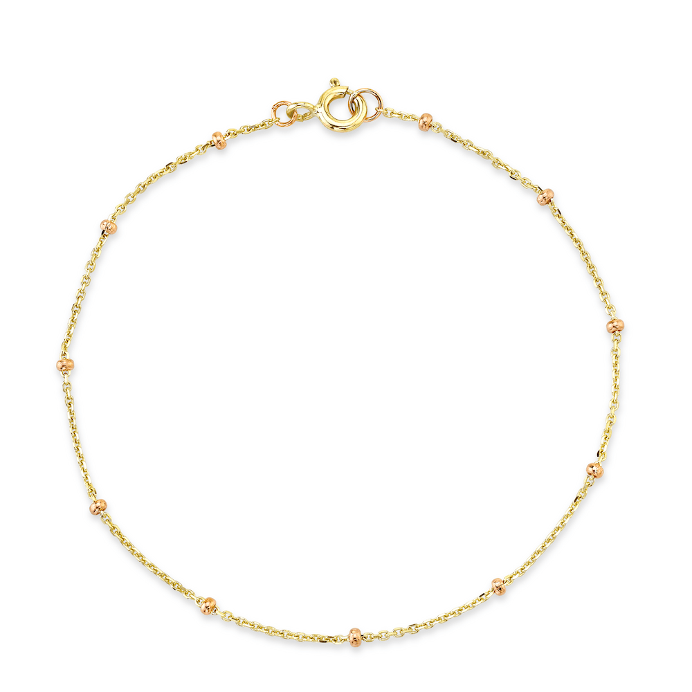 Marrow Fine Jewelry Dainty Gold Beaded Chain Layering Bracelet