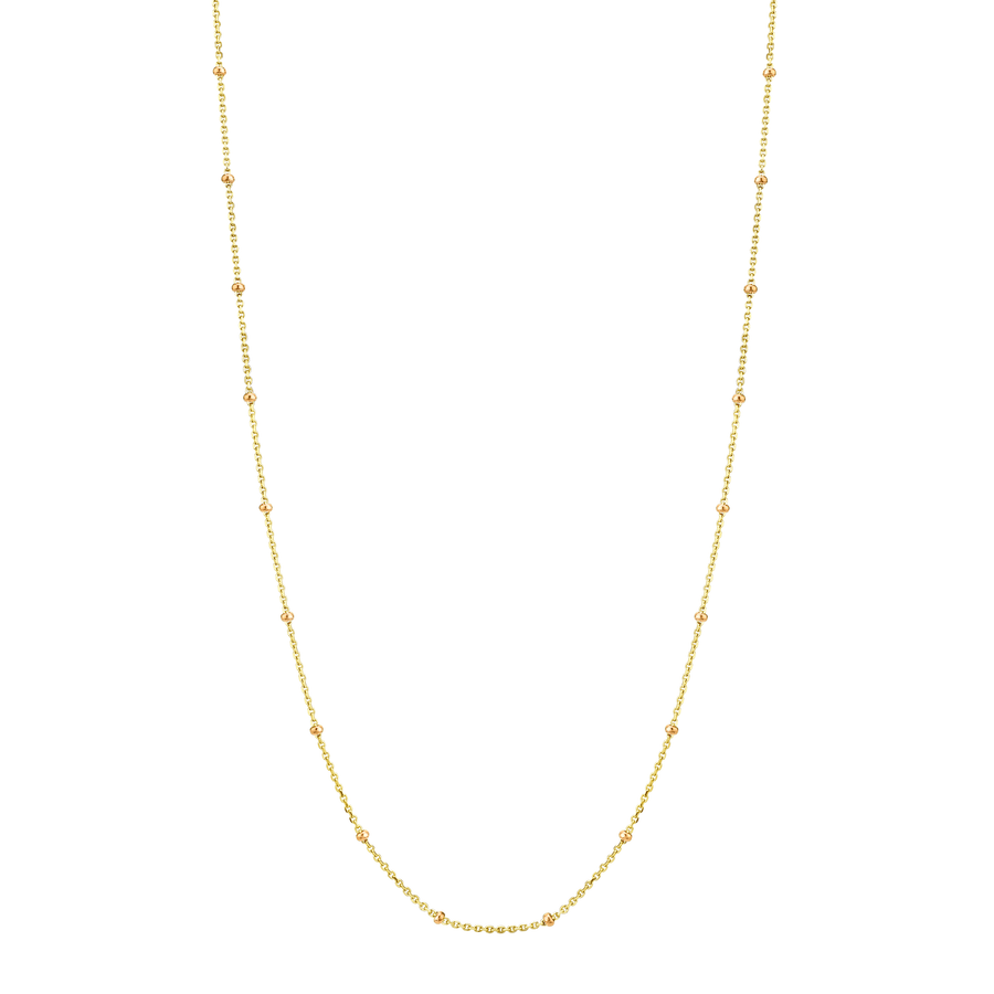 Marrow Fine Jewelry Dainty Gold Beaded Chain Layering Necklace [Yellow Gold]