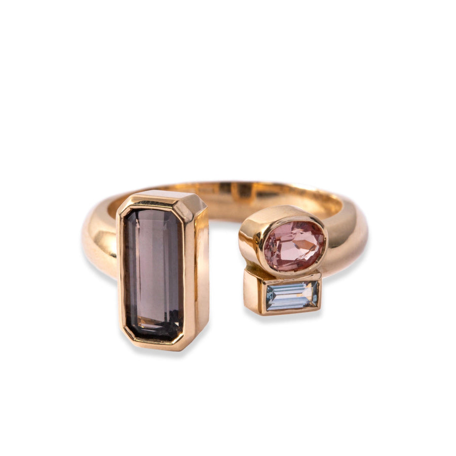 Marrow Fine Jewelry Open Shank Tourmaline & Sapphires Ring [Yellow Gold]