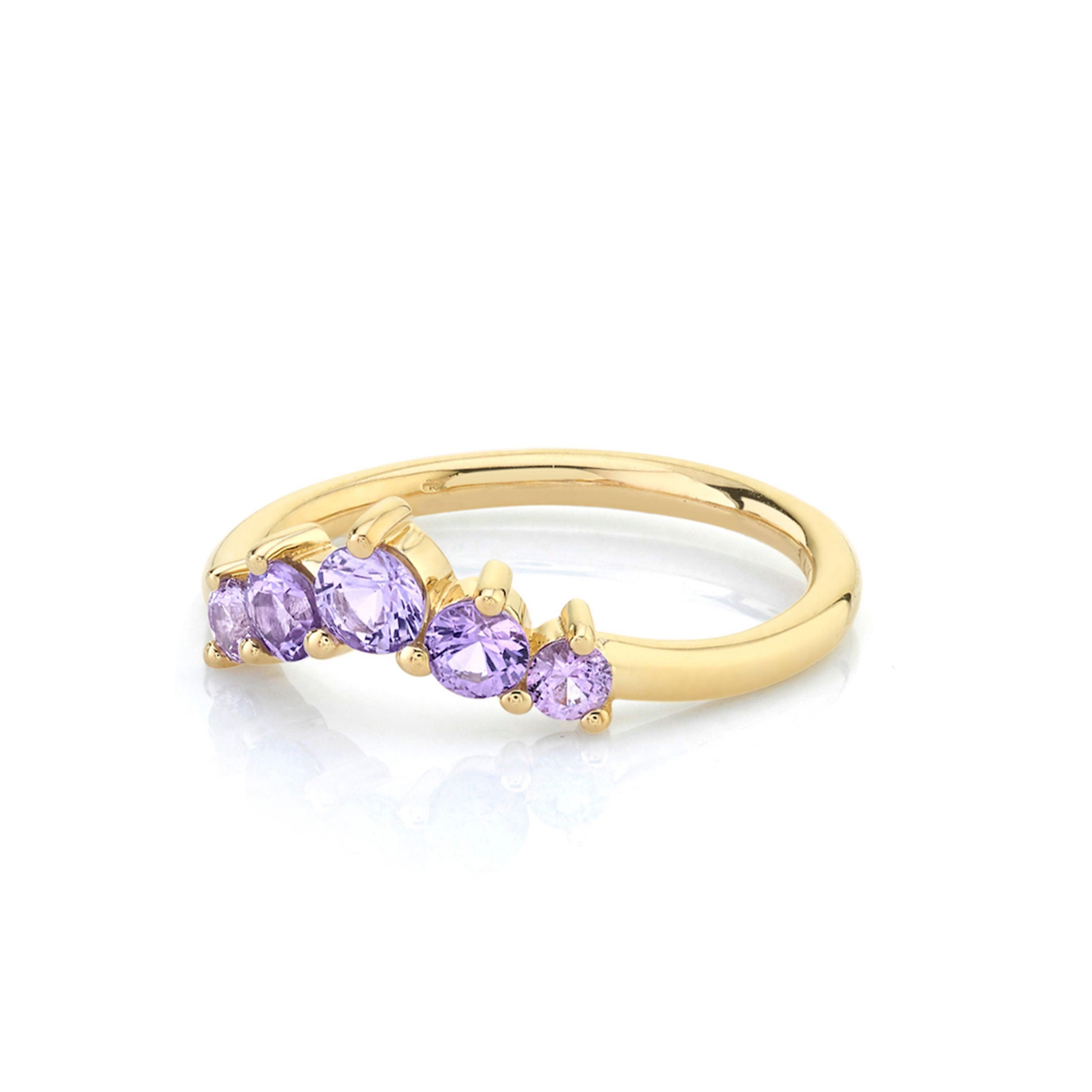 Marrow Fine Jewelry Lavender Sapphire Five Stone Headdress Stacking Ring