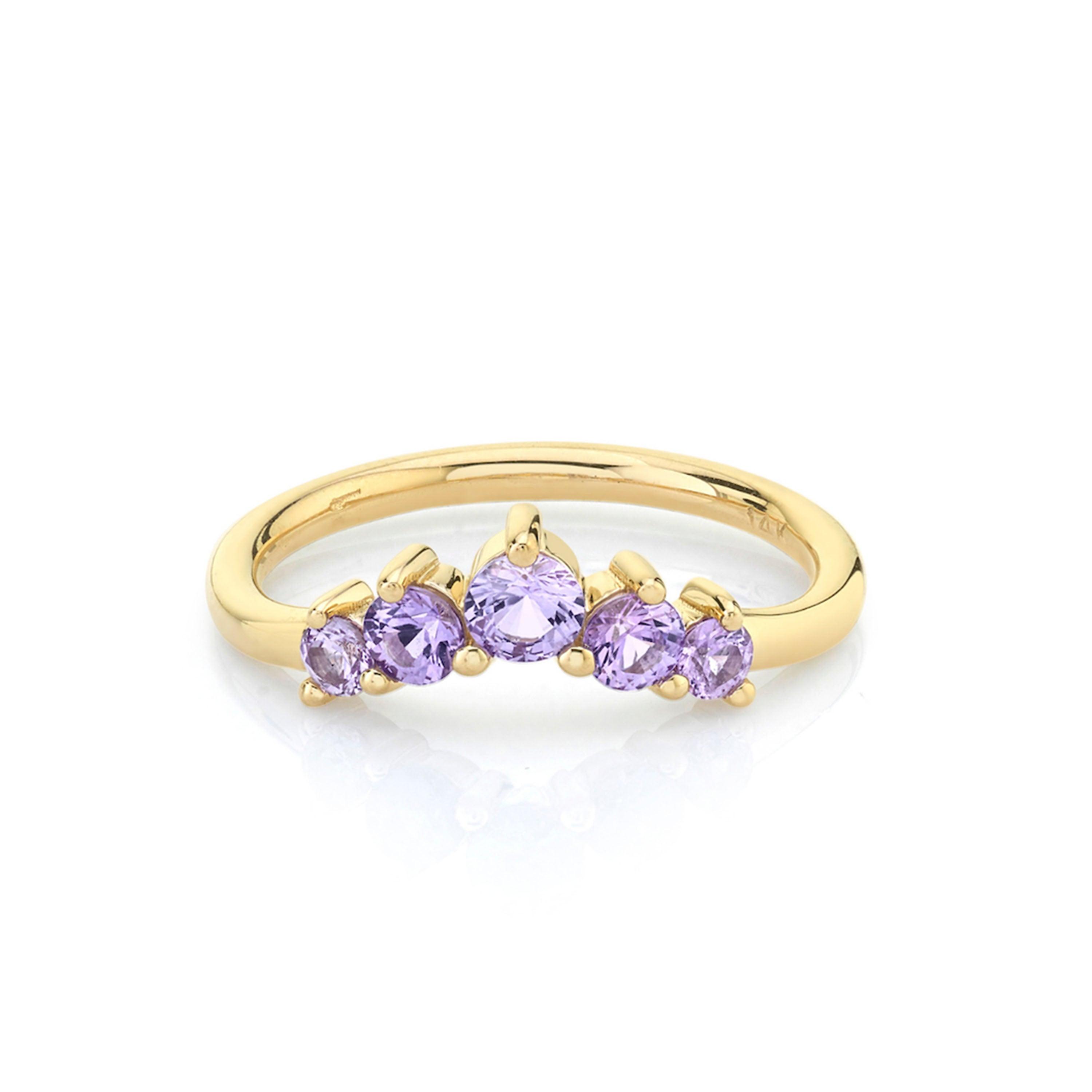Marrow Fine Jewelry Lavender Sapphire Five Stone Headdress Stacking Ring
