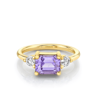 Marrow Fine Jewelry Three-Stone Lavender Sapphire Ring [Yellow Gold]