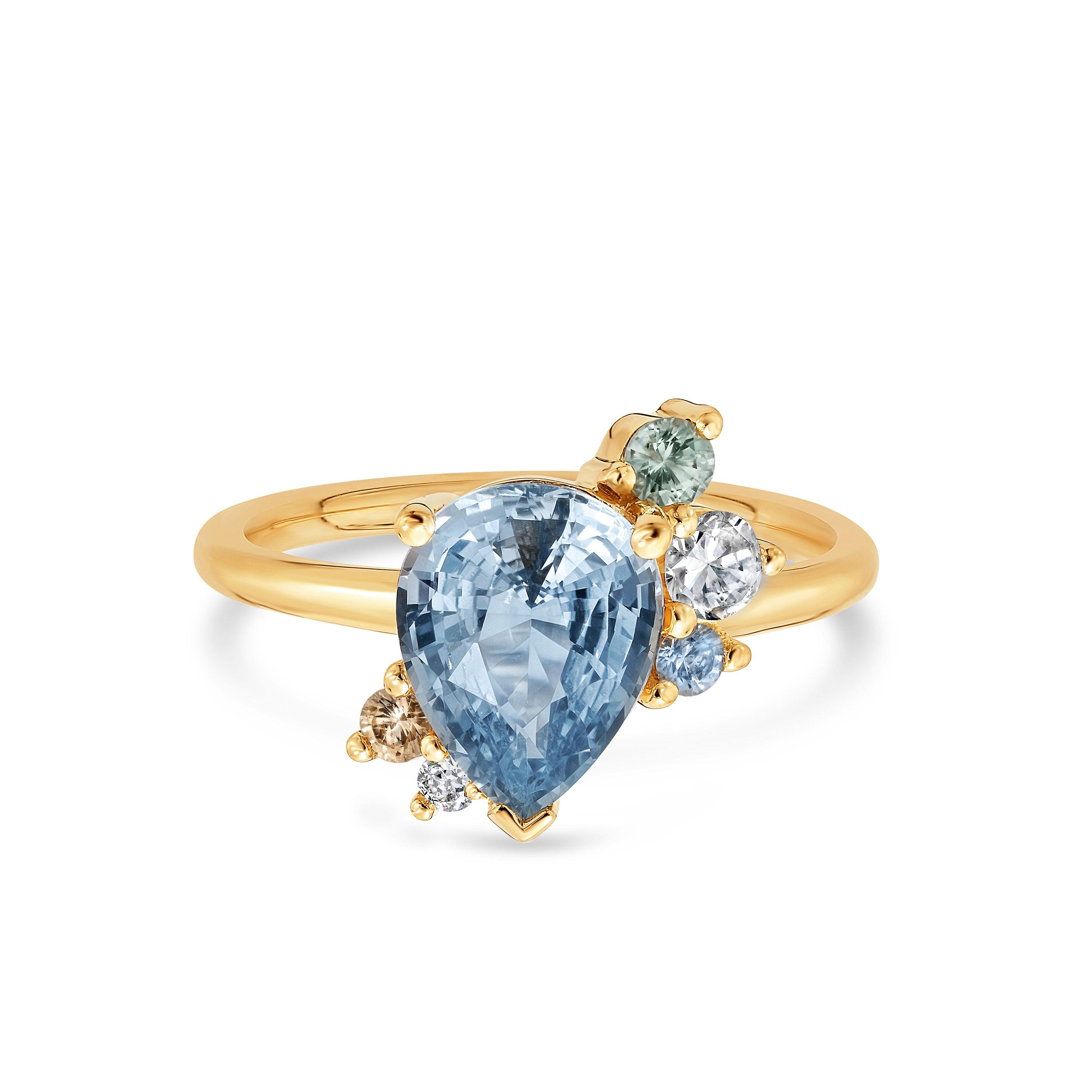 Marrow Fine Jewelry Light Blue Pear Sapphire Cluster Ring