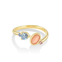 Marrow Fine Jewelry Sapphire Moonstone Lost With You Open Shank Band [Yellow Gold]